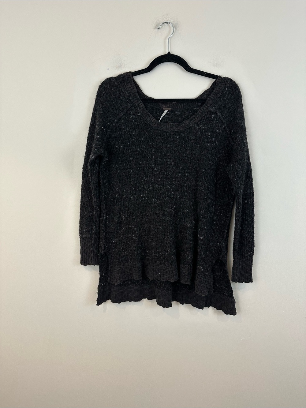 Free People Charcoal Nubby Knit Women's Sweater V-Neck Size Small Women's